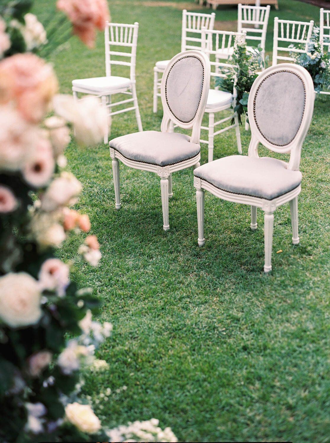 Detail of wedding  ceremony chairs