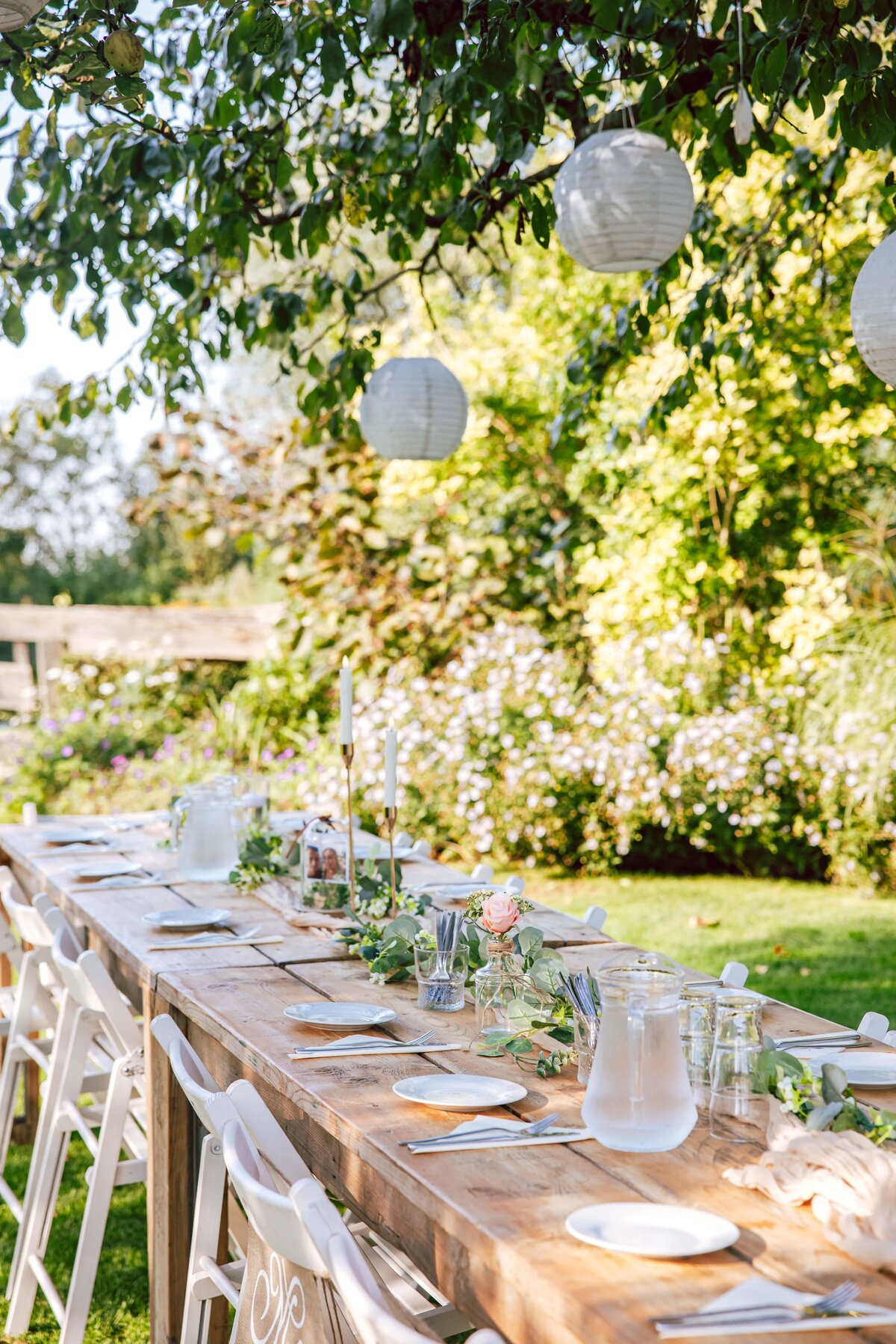 Bruiloft lange tafels Italiaans