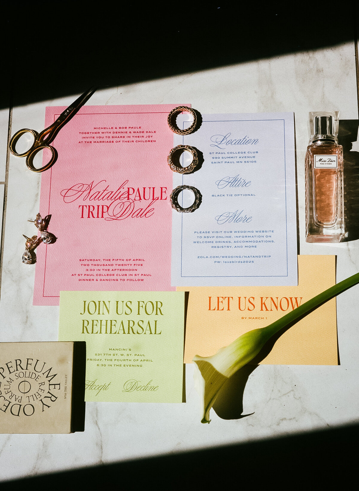 Wedding details on film