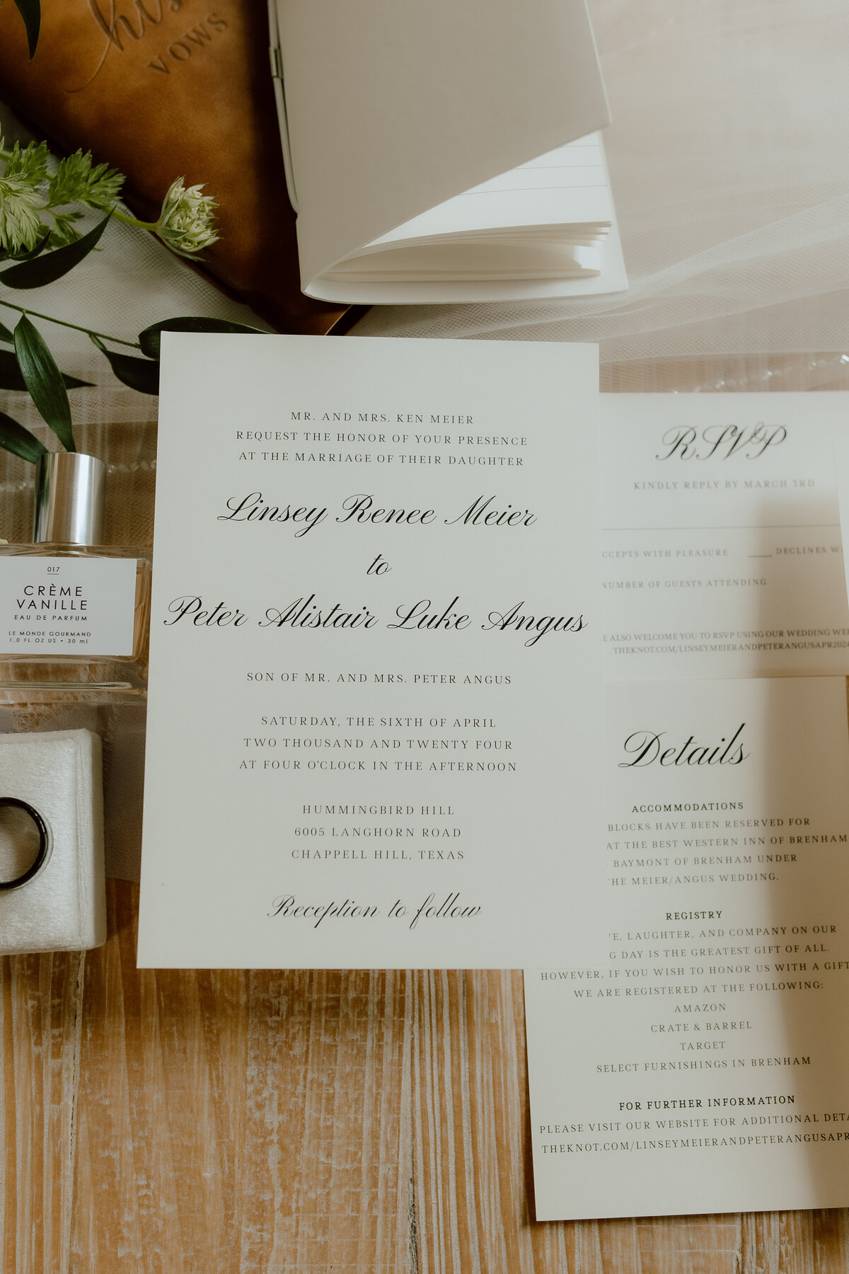 Editorial-style wedding portraits at Hummingbird Hill by College Station wedding photographer.