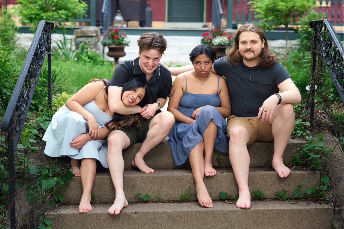 Casual Family Portrait on Garden Stairs in Minnesota-92