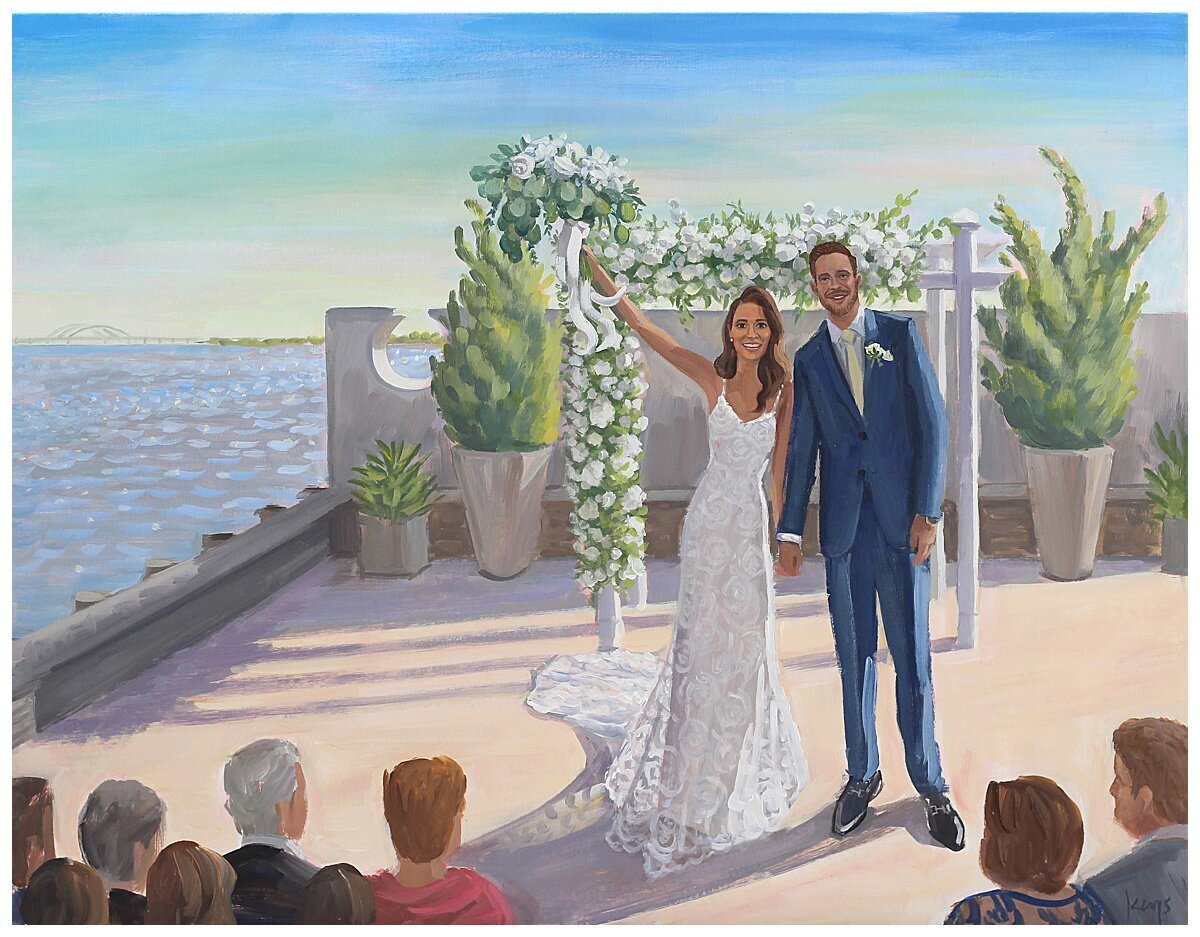 painting of bride and groom