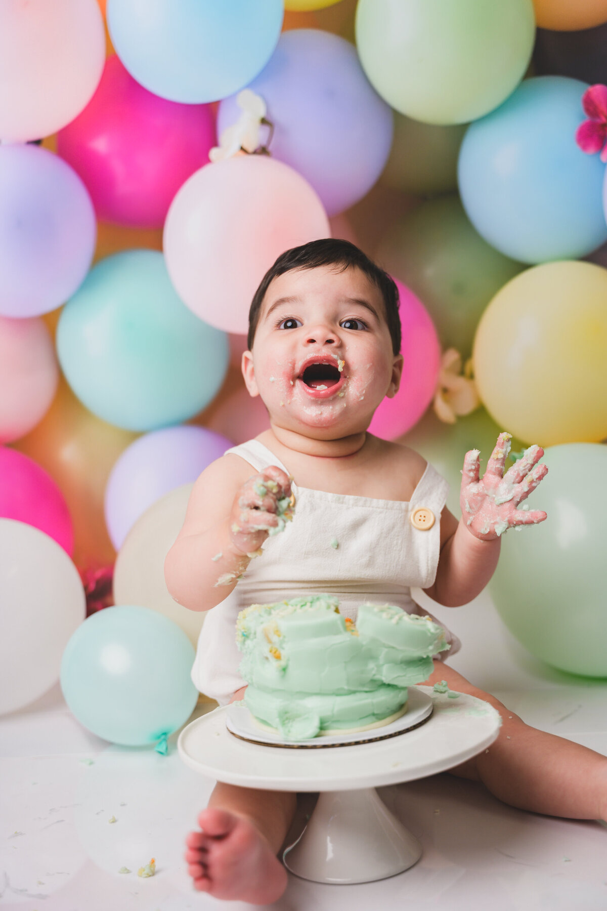 First birthday photo — joyful luxury baby milestone photography in Marin County