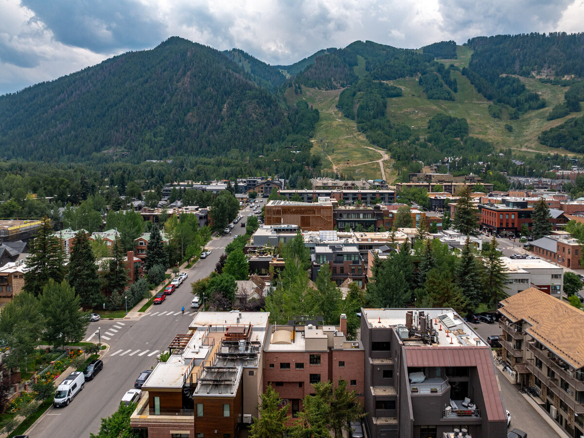 Exterior and interior views of the luxury home at 624 E Hopkins Avenue in Aspen Core, Colorado.