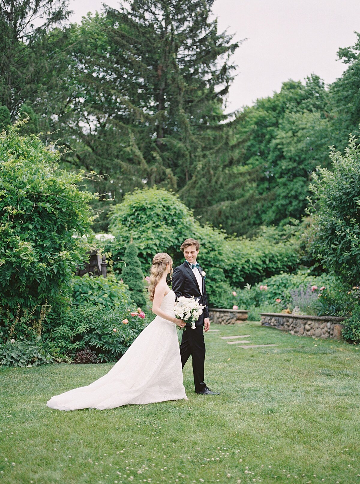 Bride and Groom Walking Portrait