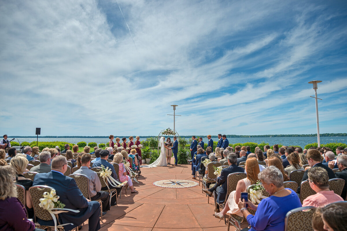 Outdoor wedding ceremony at Bayfront Convention Center Erie.
