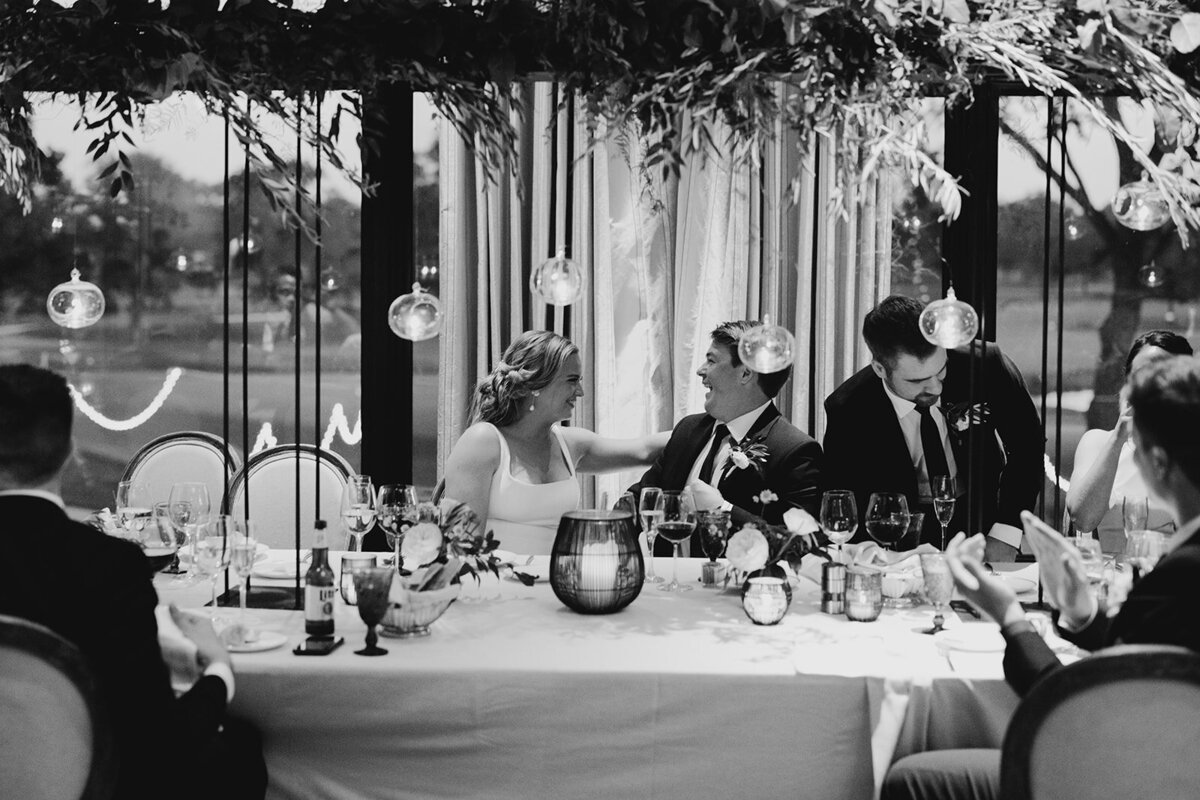 bride and groom at head table