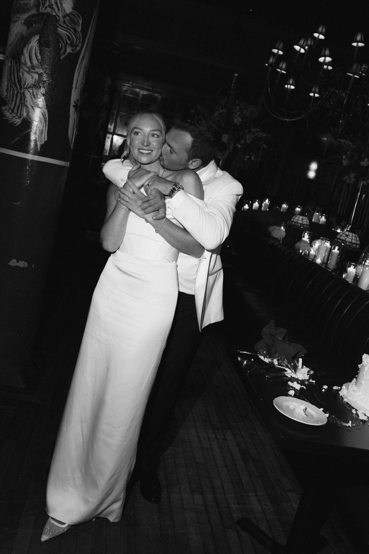 Editorial wedding photography captures reception moments at Trivoli Tavern Chicago with Lauren Alatriste's fashion forward approach, showcasing celebration energy while maintaining sophisticated magazine-worthy imagery and authentic wedding emotion.