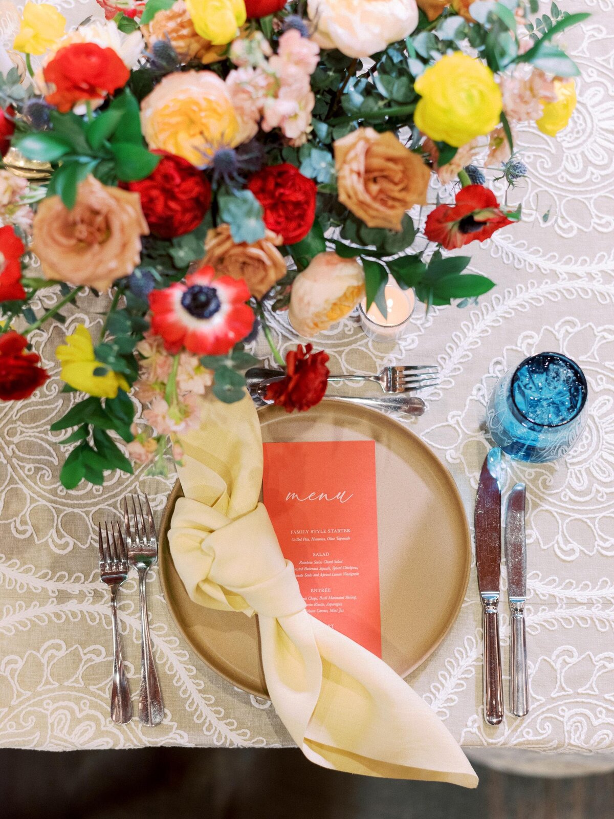 red-wedding-menus-bright-florals