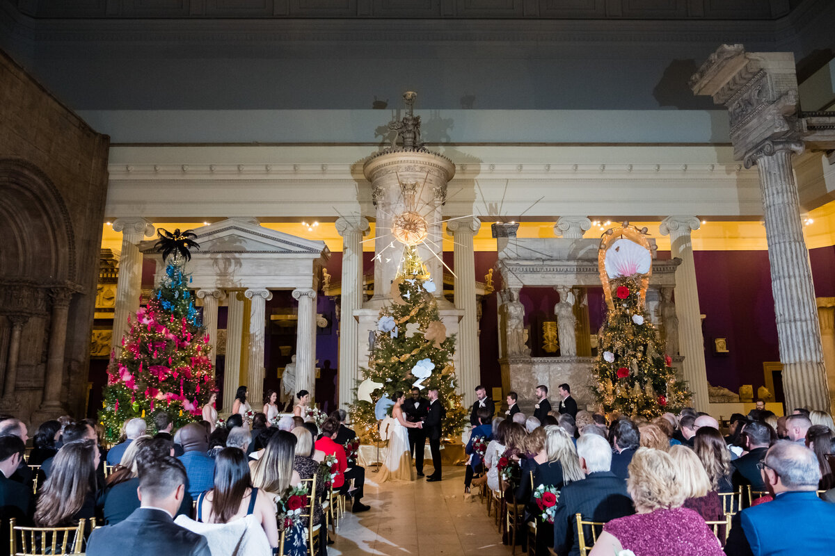 wedding ceremony christmas at carnegie museum hall of architecture