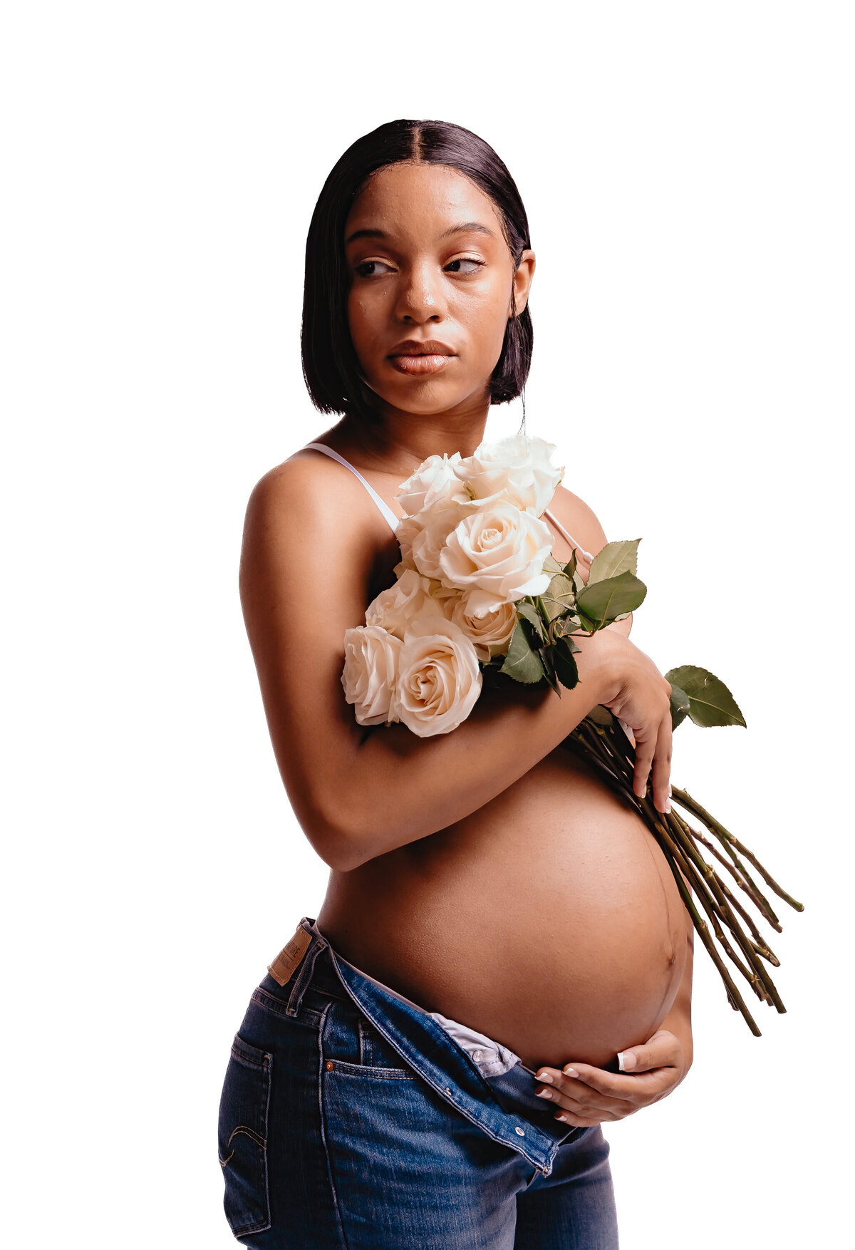 Maternity session with flowers