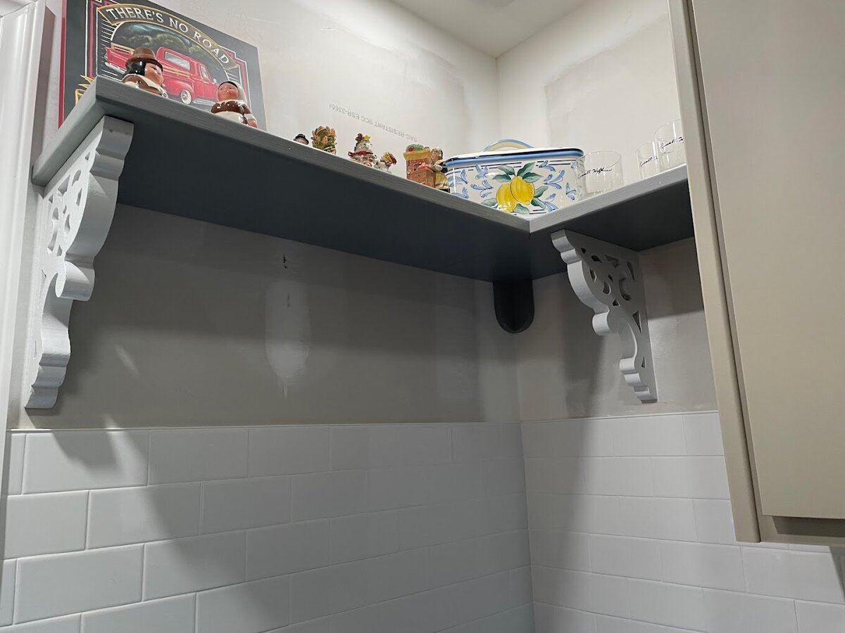 custom built open shelving kitchen