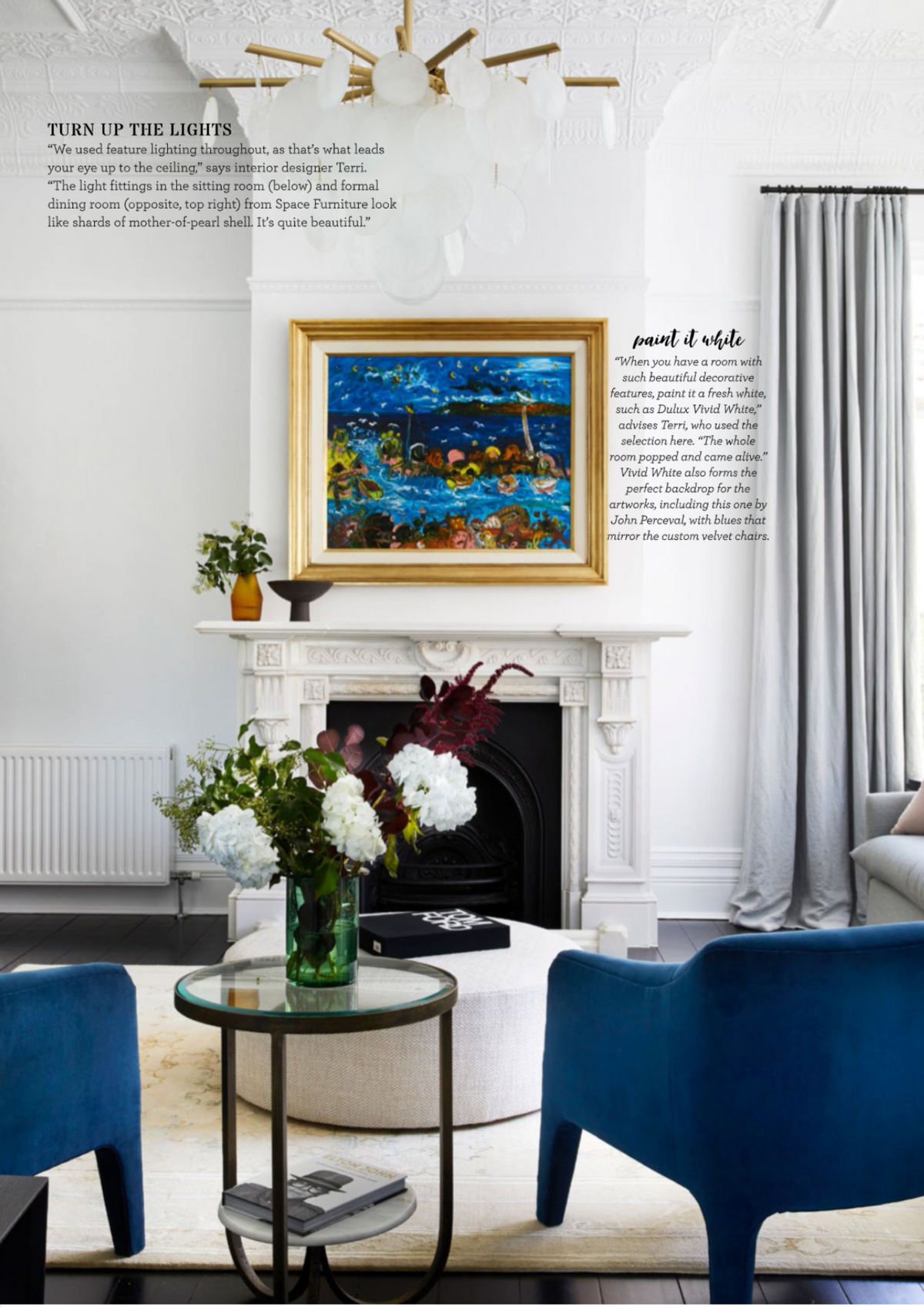 Contemporary lounge room interior styled by Lisa Hunter Interiors for media feature