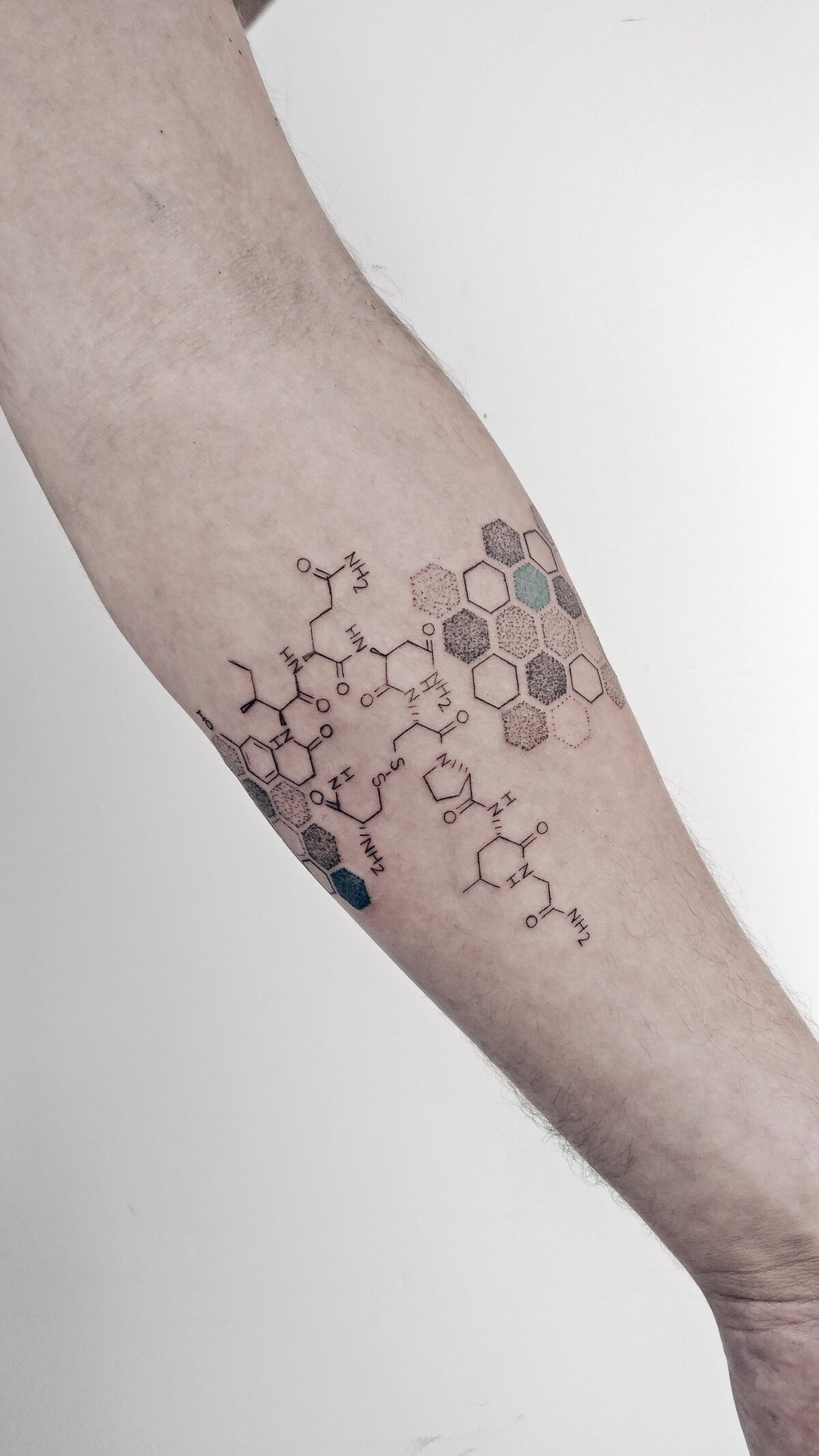 hexagonal tattoo, mathematical tattoo, geometric tattoo