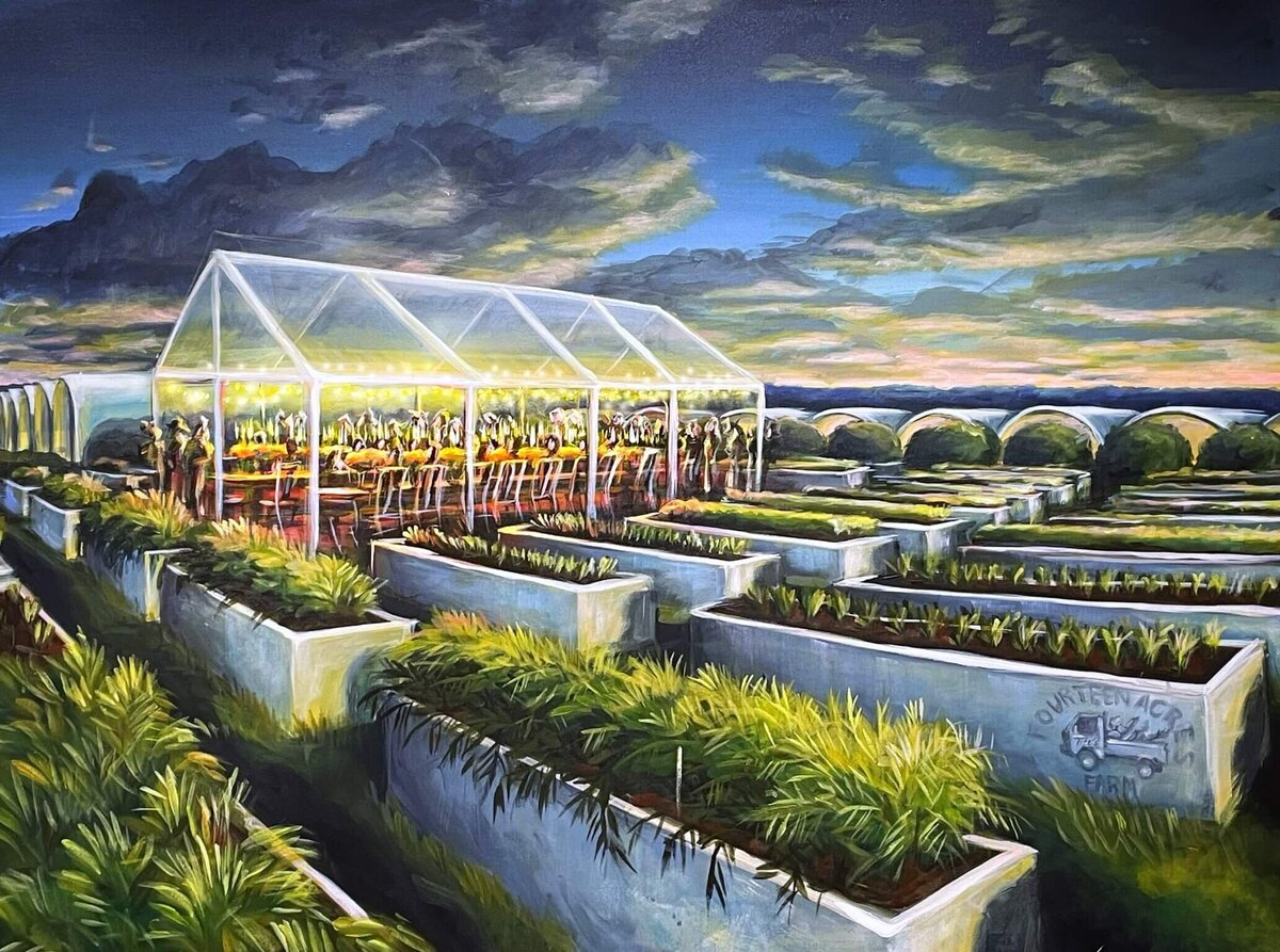 Sunset Soiree for Brain Cancer Fundraiser - Titos Vodka Corporate Event Painting - Mulford Farm Museum - East Hamptons