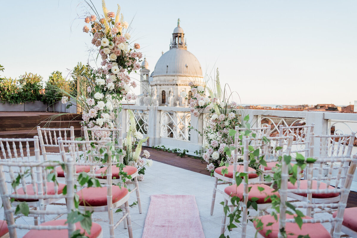 ceremony setup on the terrace of St. Regis Venice