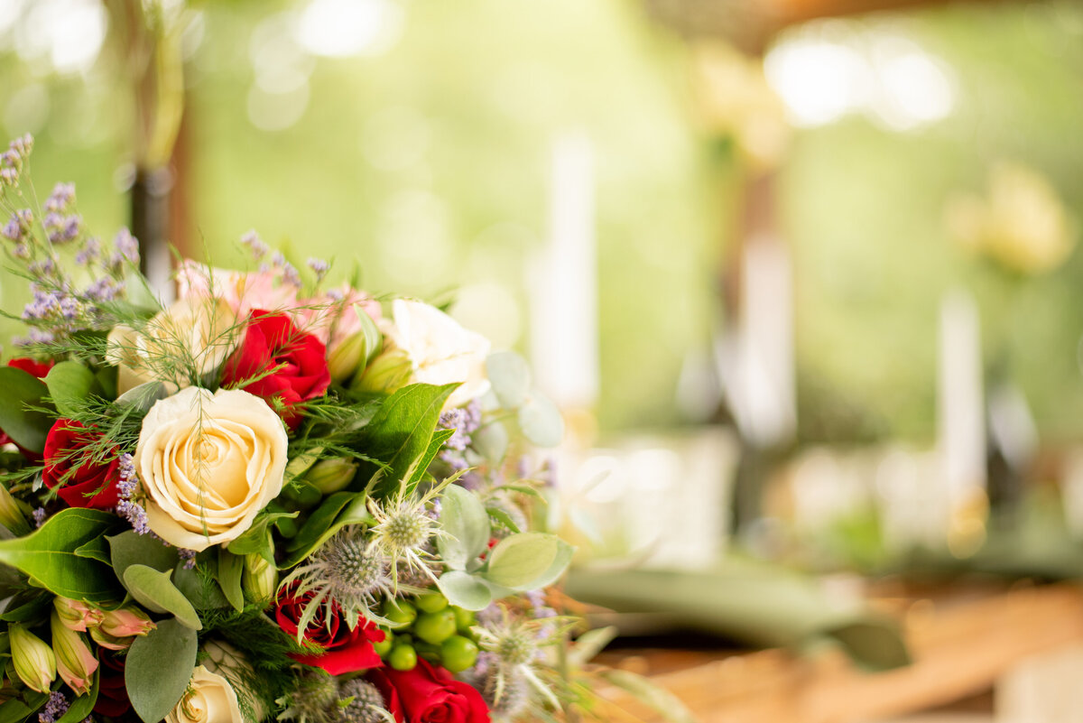 Explore the epitome of elegance with a beautifully set table scape and bouquet at The Springs Event Venue in Katy, Texas, where every detail enhances your wedding's charm.
