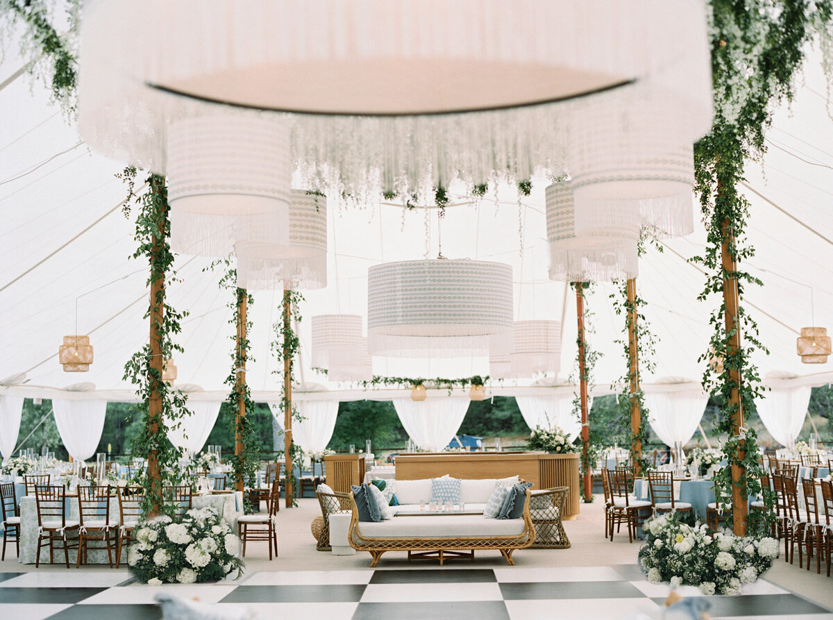Immersive and Luxury Private Estate and Tented Wedding with Blue, Green and White Color Palette-31