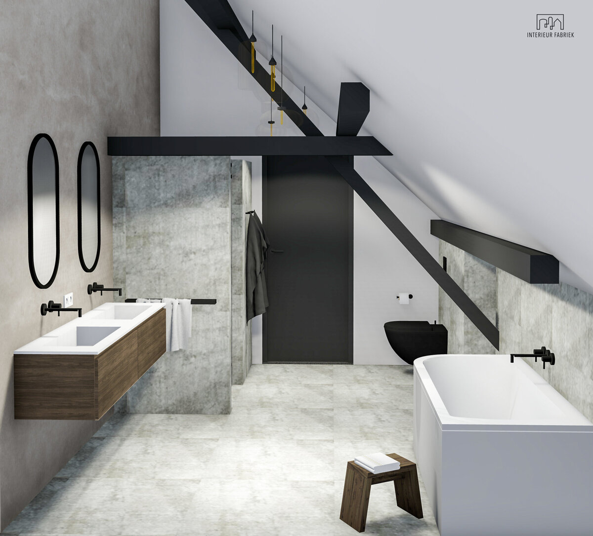 Interieurdesign Woerden, Interieurontwerpstudio Woerden, Interieurontwerper Woerden, Interior design Woerden, Interieurstudio Woerden, Interieur ontwerpen Woerden, Interieur ontwerp Woerden, Interieurinrichting Woerden, Interieurstylist Woerden, Badkamerontwerp Woerden, Badkamer Woerden, Zwarte kranen, Zwart toilet, toilet, Keukeneiland Woerden, PVC vloer Woerden, Washok ontwerp Woerden, Slaapkamer ontwerp, kantoorontwerp, beton cire wand Woerden, Ligbad Woerden,