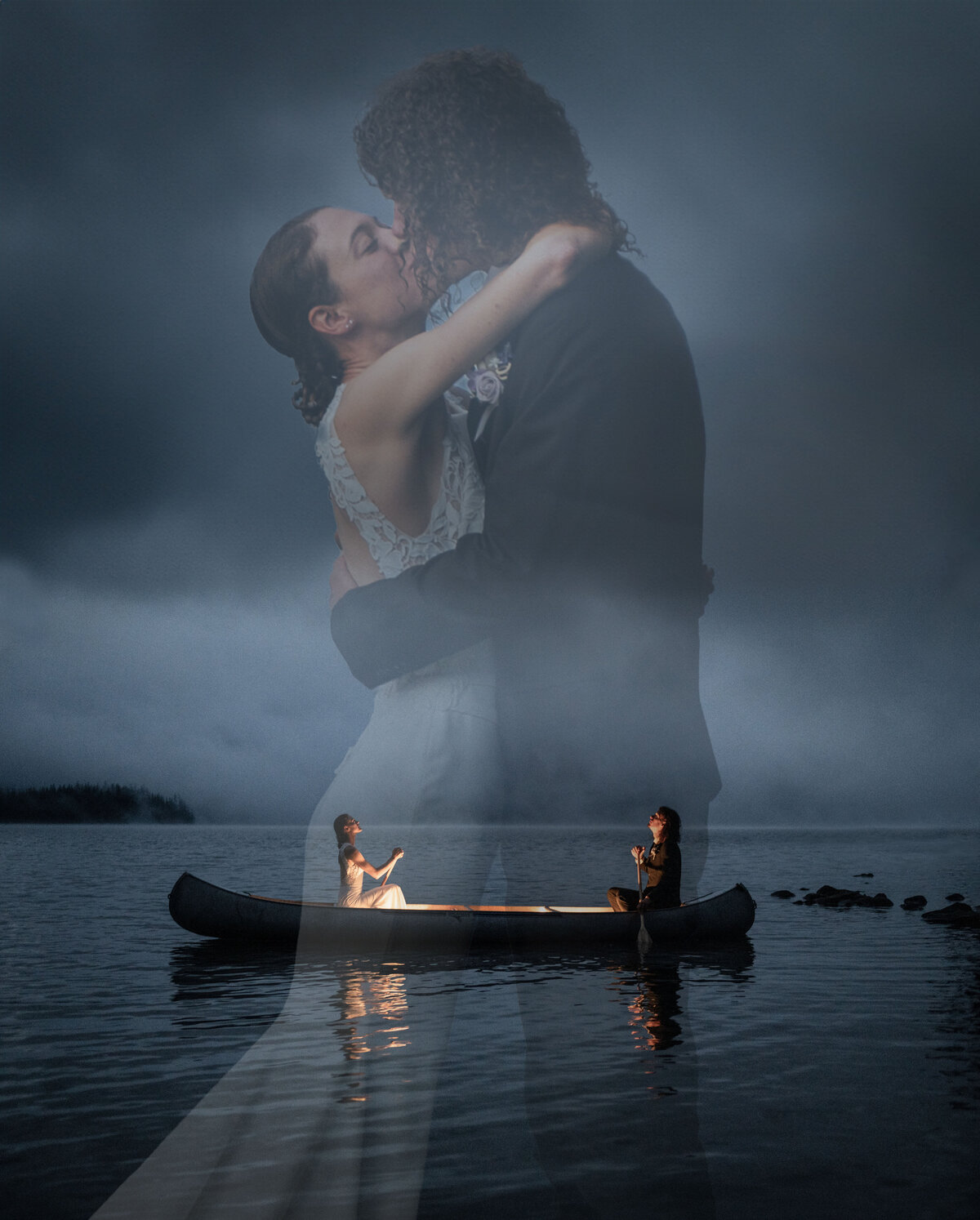 Canoe Sailing Elopement Oregon Night Photography