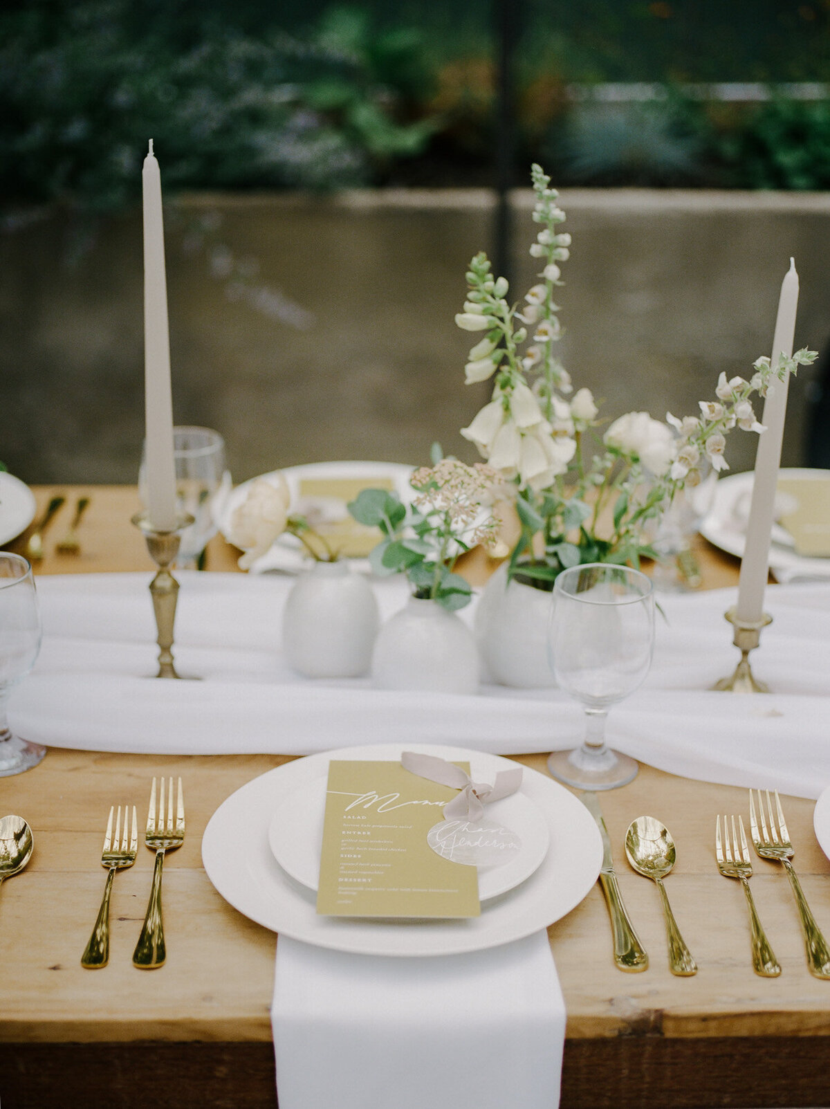wedding dinner details in greenhouse, Glass House wedding Michigan