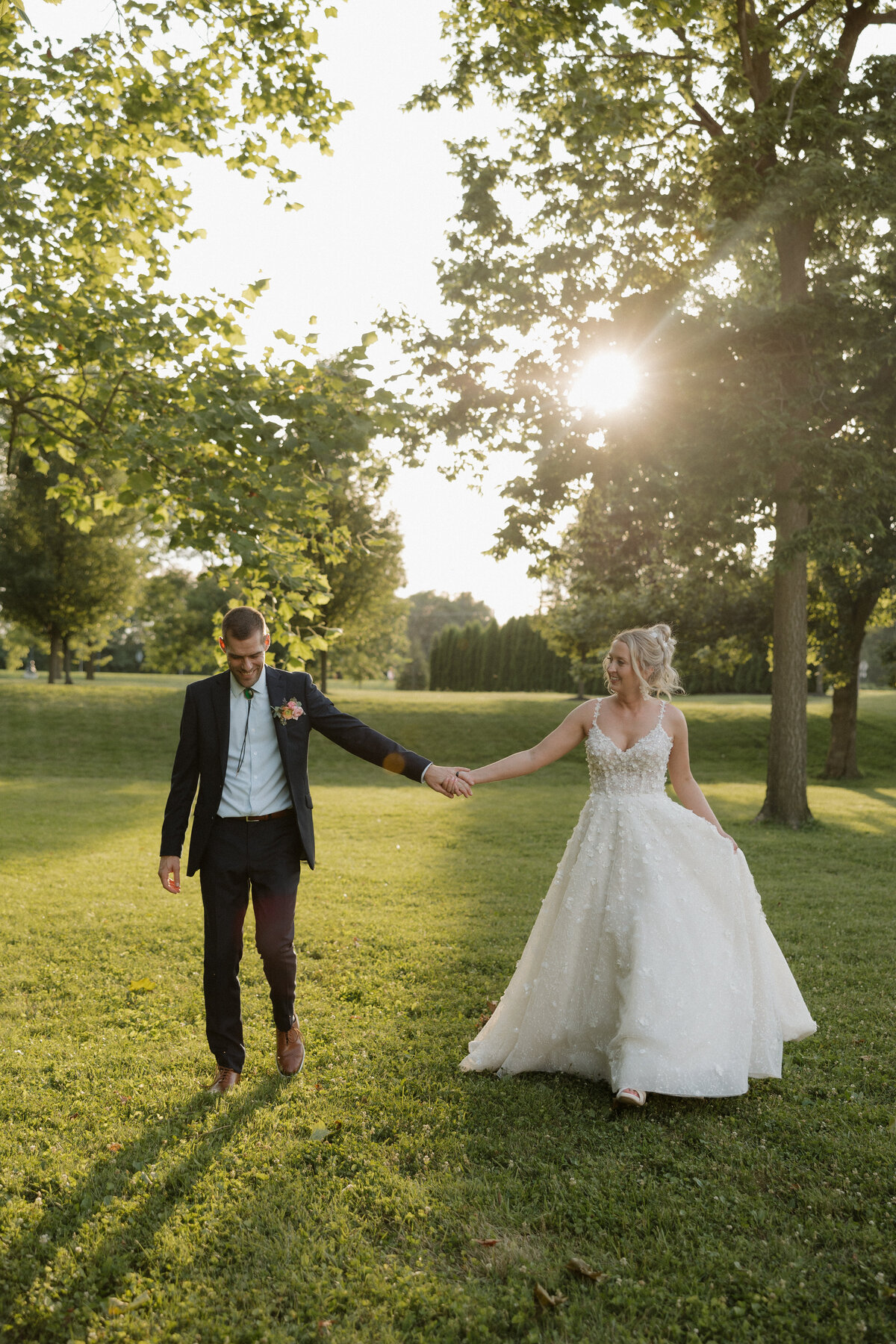 Indianapolis candid wedding photographer sunset couple photo