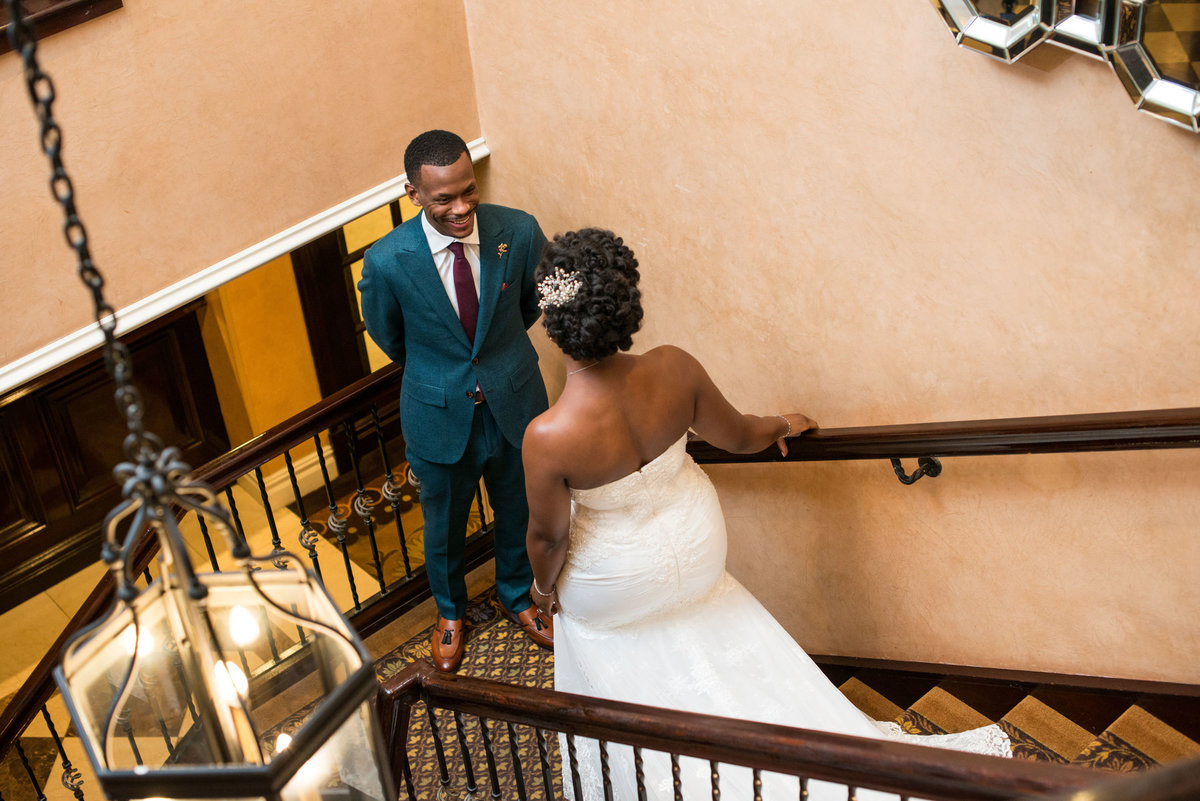 First look on steps at The Inn at Fox Hollow