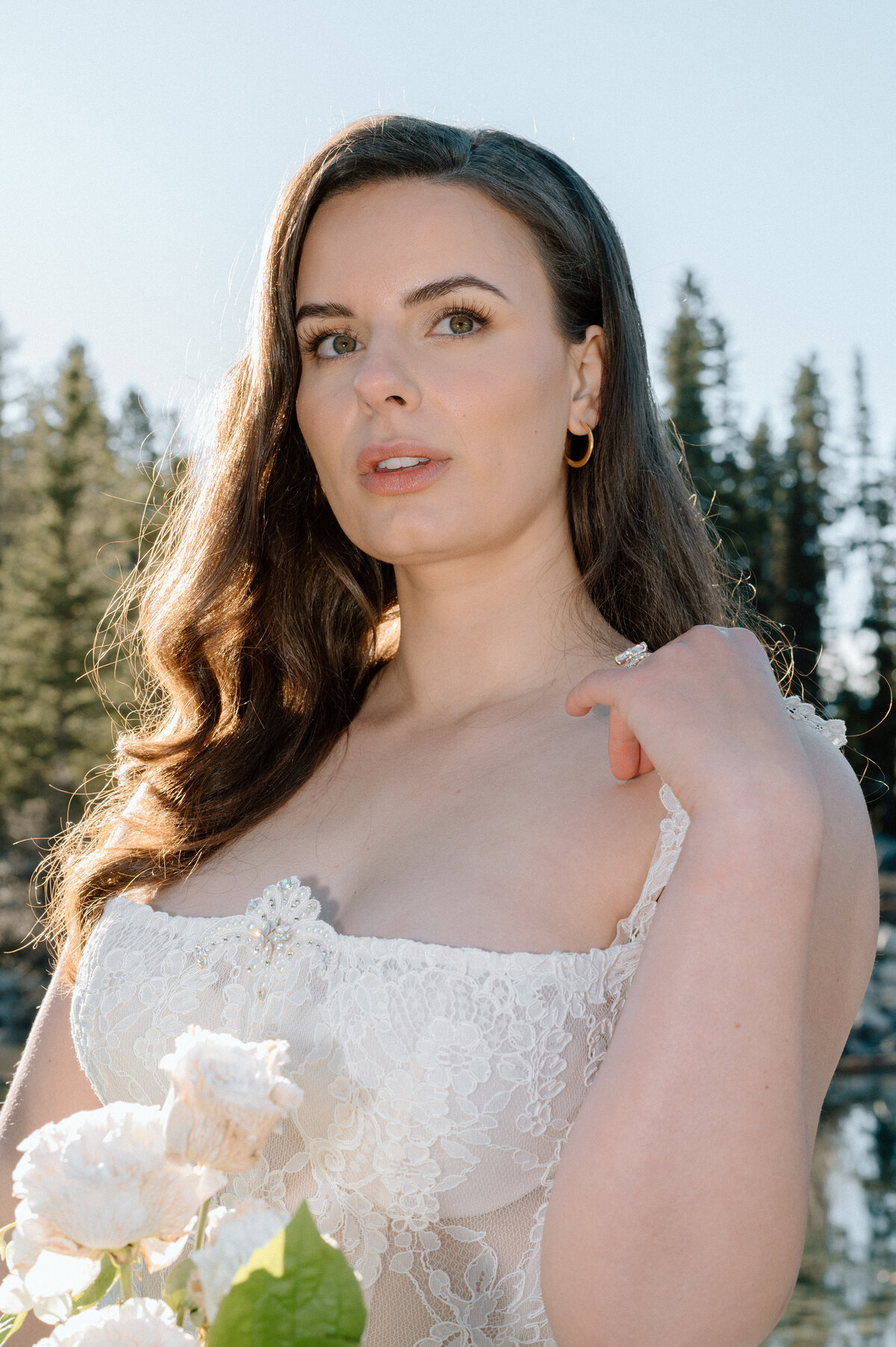 Detail of white wedding gown sleeve and texture