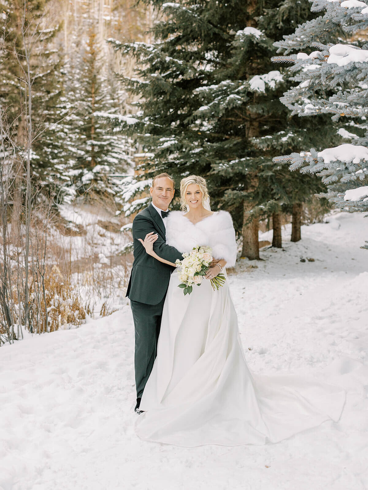 Winter wedding portrait in Vail, Colorado