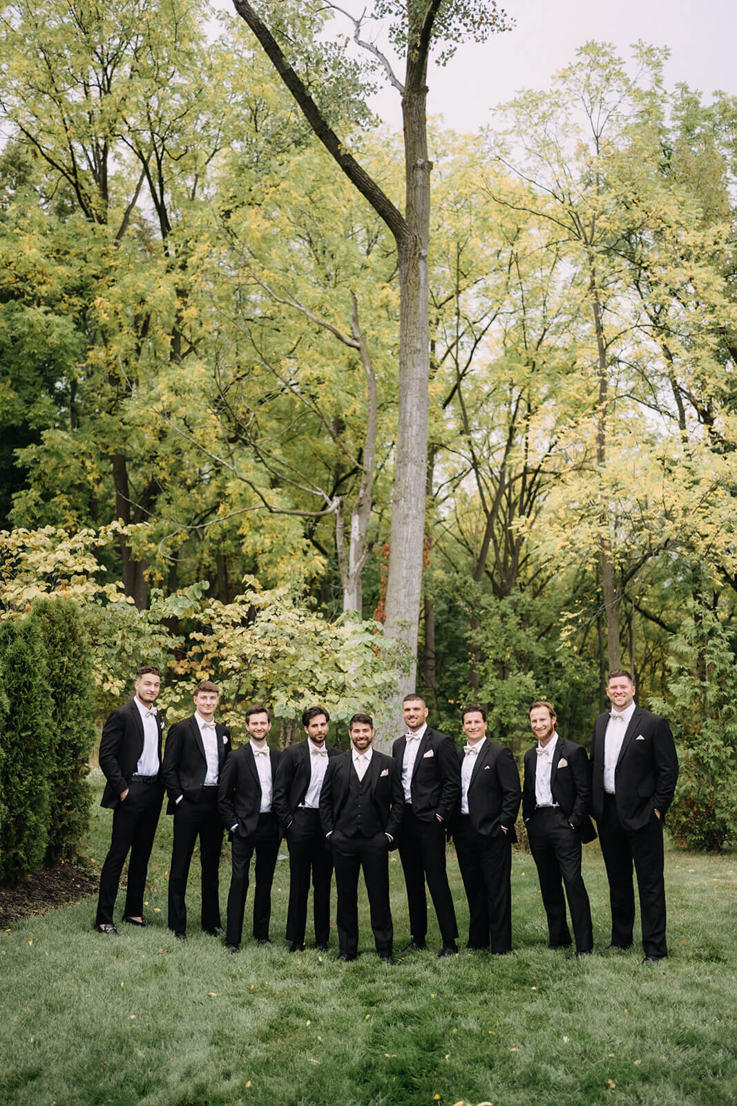 Groom with groomsmen at Finger Lakes Wedding