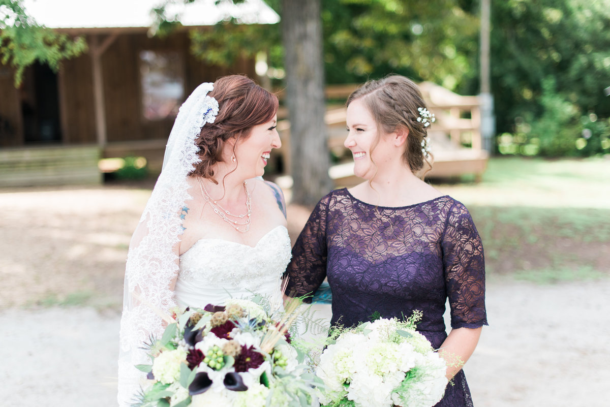 Best Friends Bride and Maid of Honor Natalie Setareh Makeup Artist Sanderlin Barn