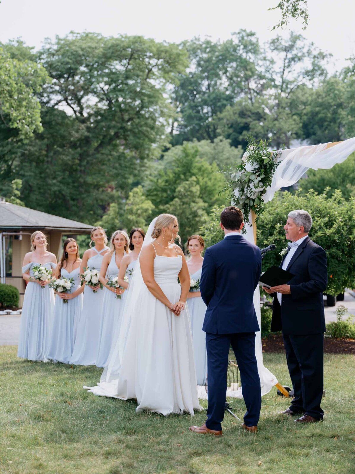 Wedding ceremony at Cleveland Yachting Club with lake views
