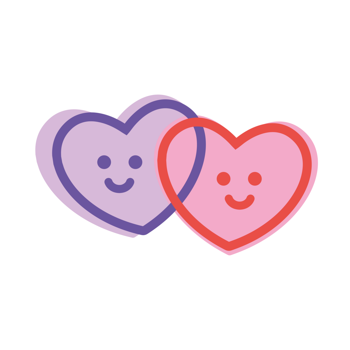 Two smiling love hearts logo