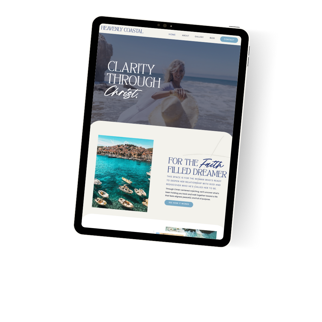 ipad mockup of heavenly costal website design 