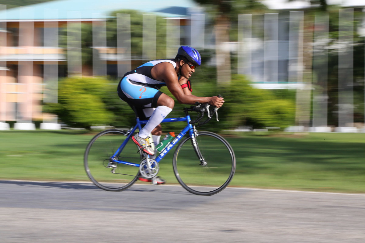 A moving capture of a cyclist during a race. Photo by Ross Photography, Trinidad, W.I..