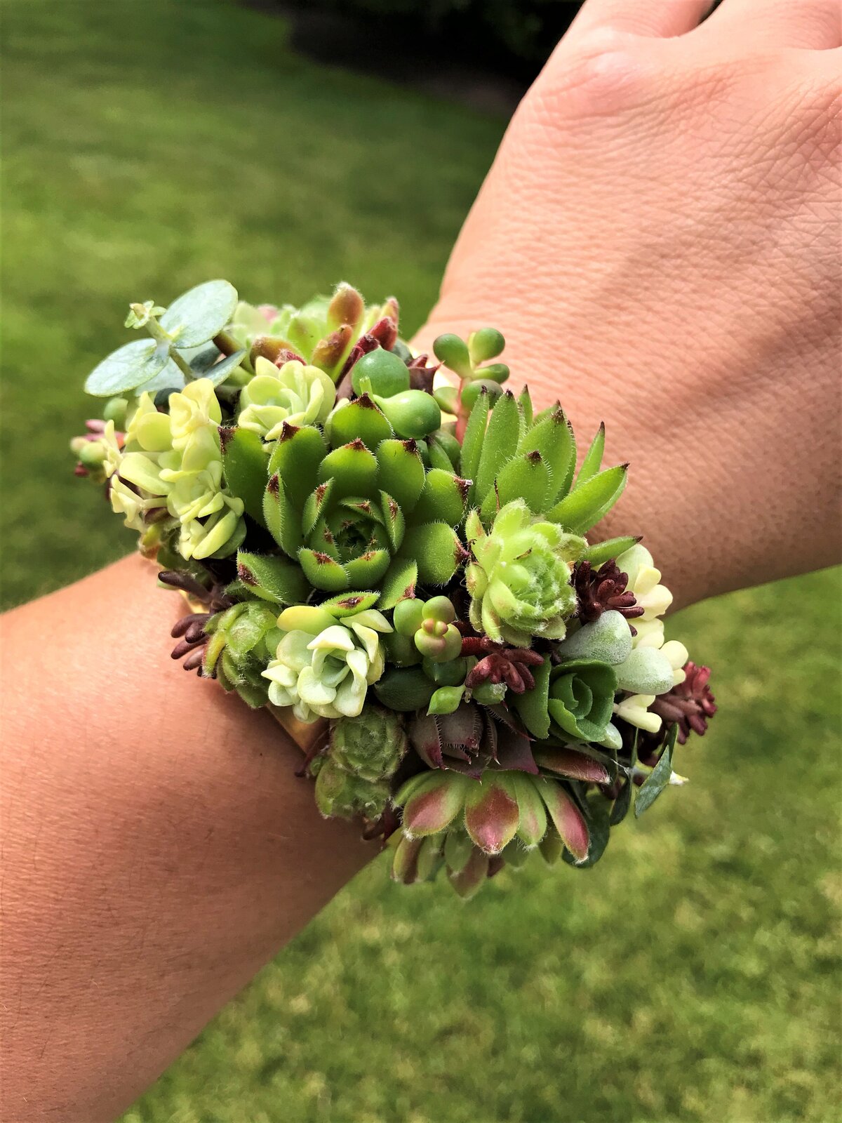 Succulent metal bracelet cuff