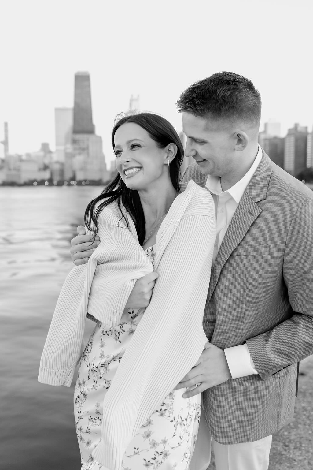 An engagement photography session at The Wrigley Building and North Ave Beach in Chicago, Illinois - 20