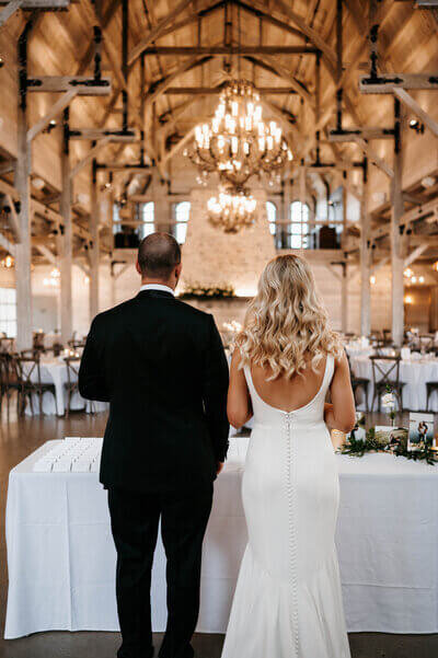 Bride and groom in reception hall planned by wedding planners chicago