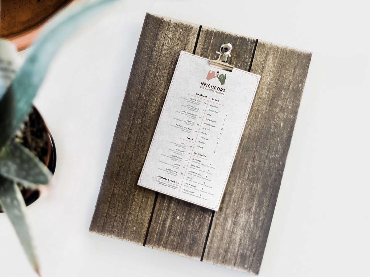 Neighbors Menu Mockup