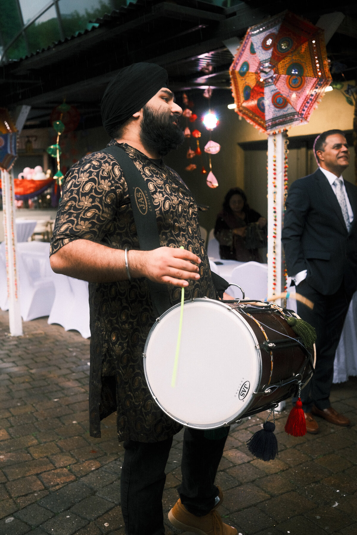 A wedding photo of a drummer at the wedding in Dublin Ireland