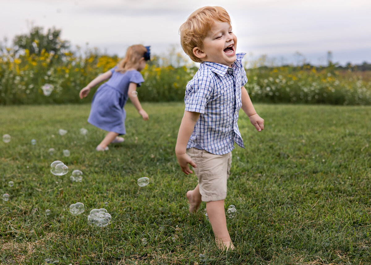 Children Playing with Bubbles
