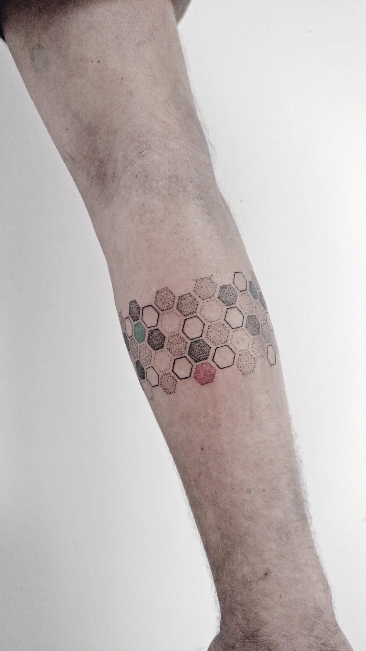 hexagonal tattoo, mathematical tattoo, geometric tattoo