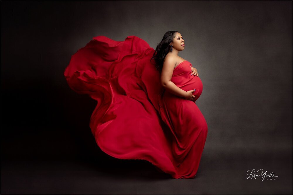 Maternity Photography Red Fabric