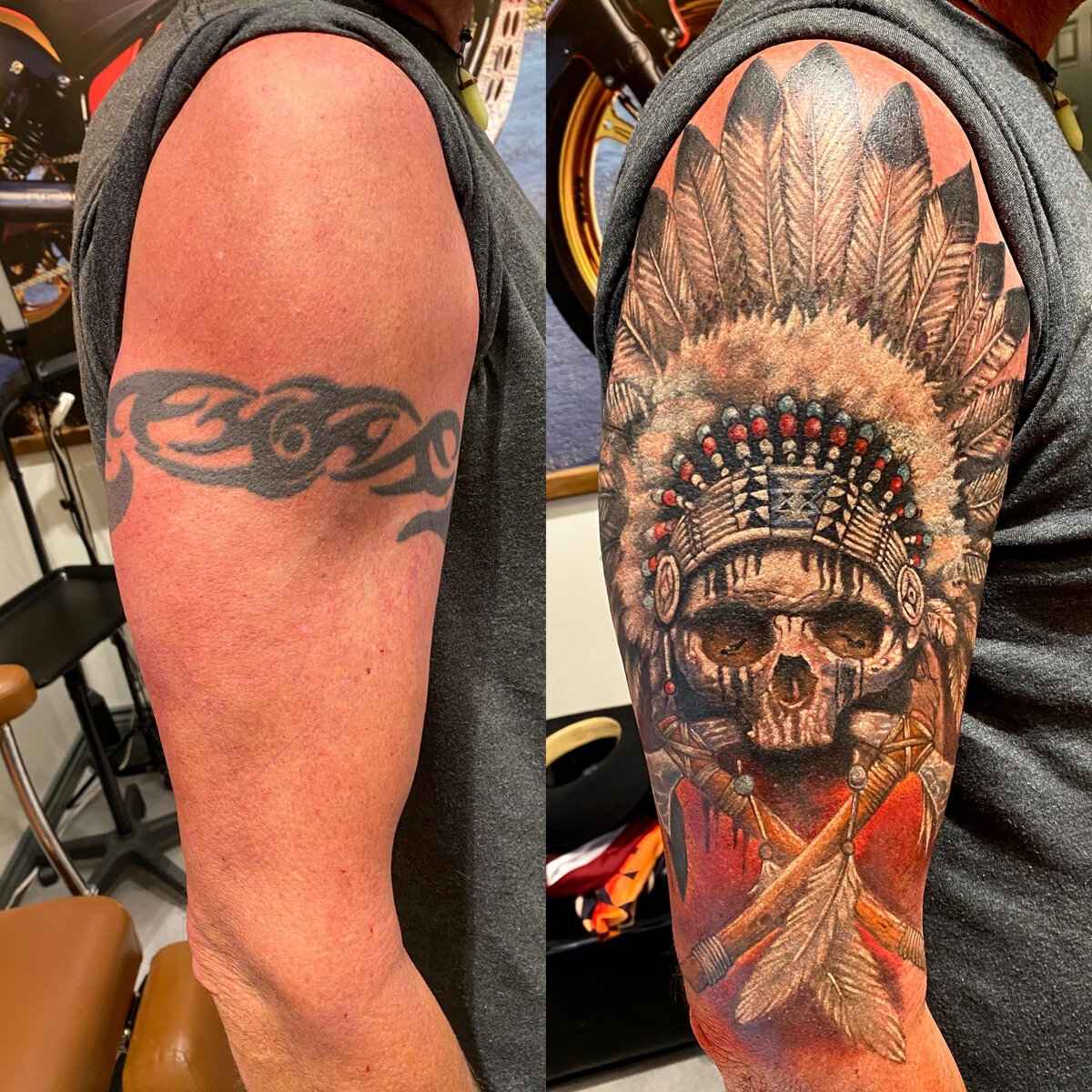 native american skull tattoo