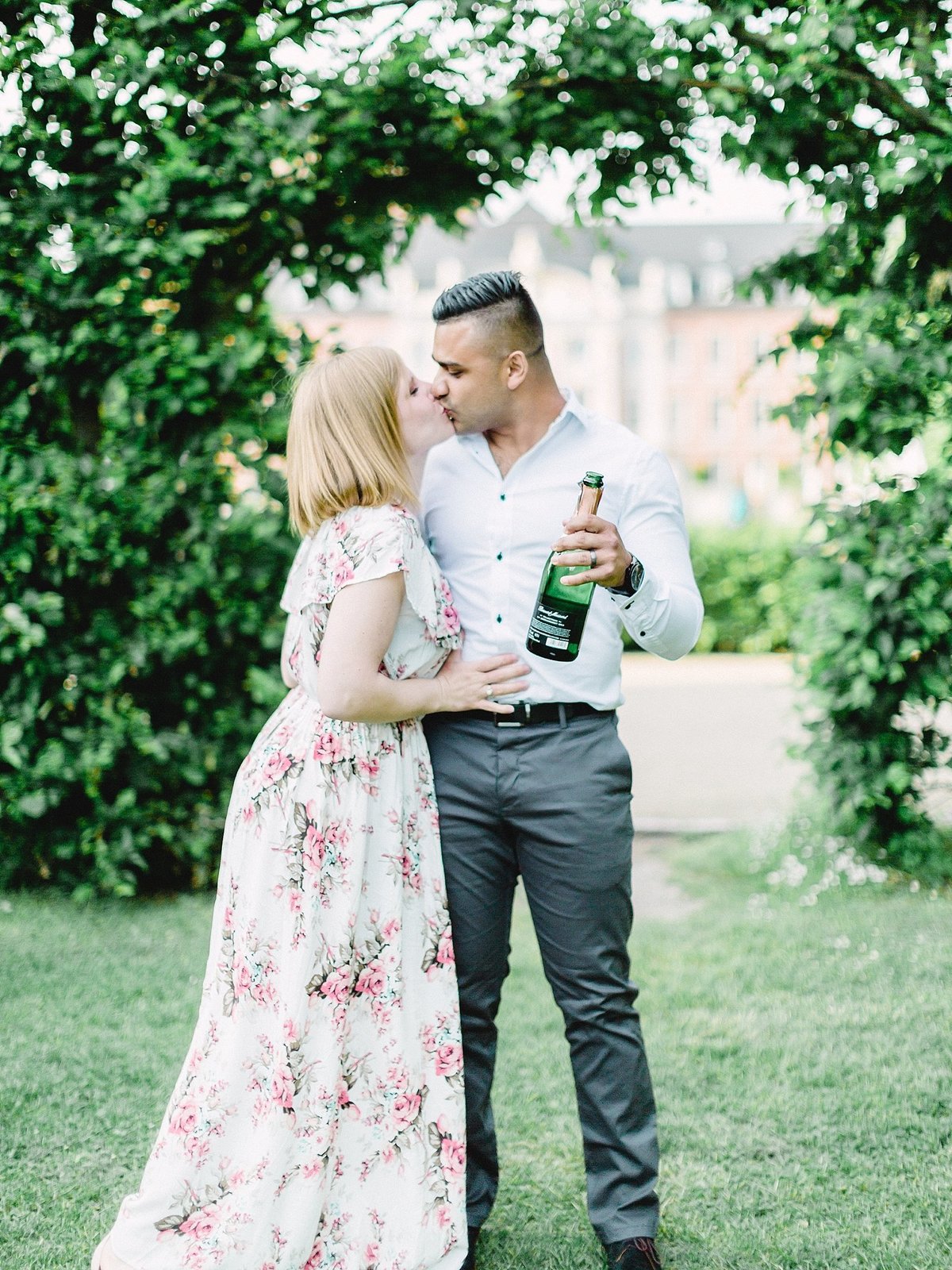 Champagne toast at Romantic European Palace Anniversary Session photographed by France destination wedding photographer Alicia Yarrish Photography