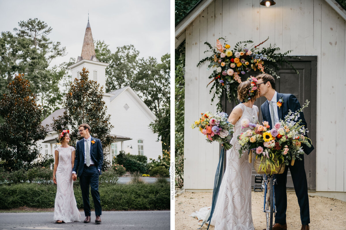 Bicycle Riding Couple  weds at The Parlour at Manns Chapel