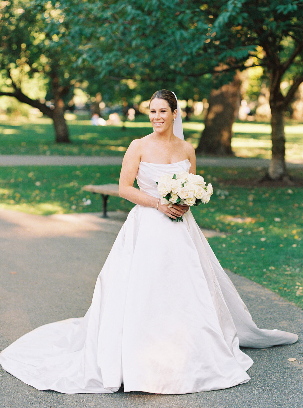 Kate-Murtaugh-Events-bride-bouquet-white-roses-Boston-Public-Garden
