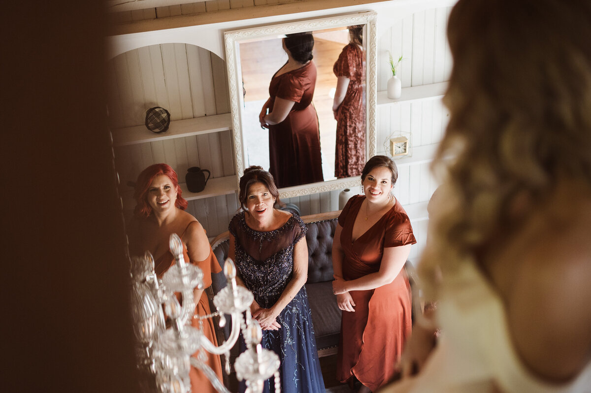 first look with bridesmaids