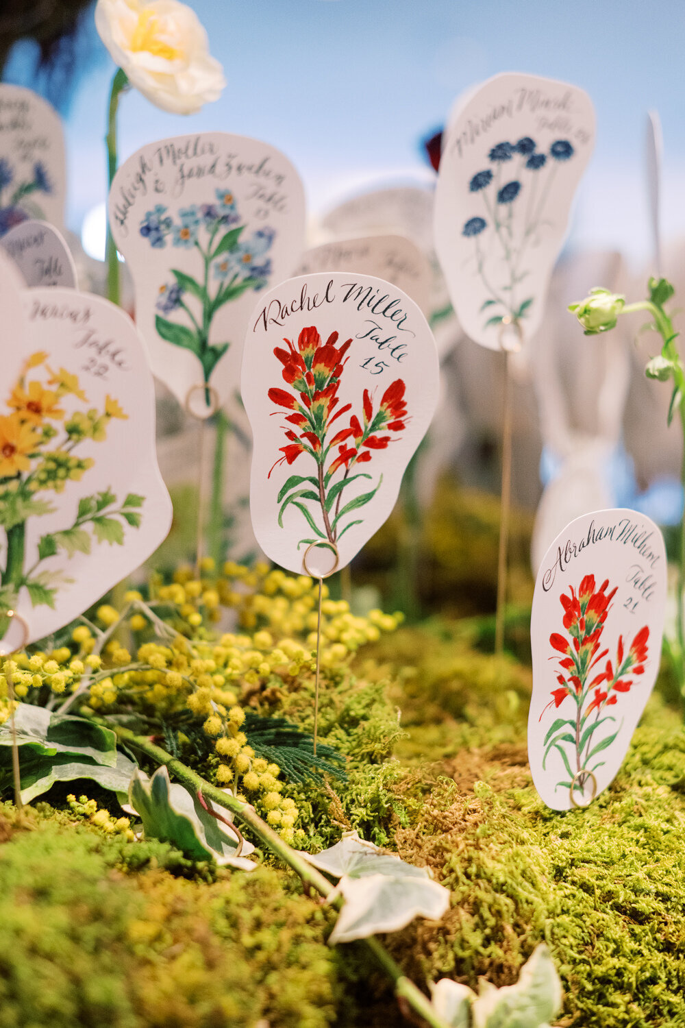 custom flower escort card display
