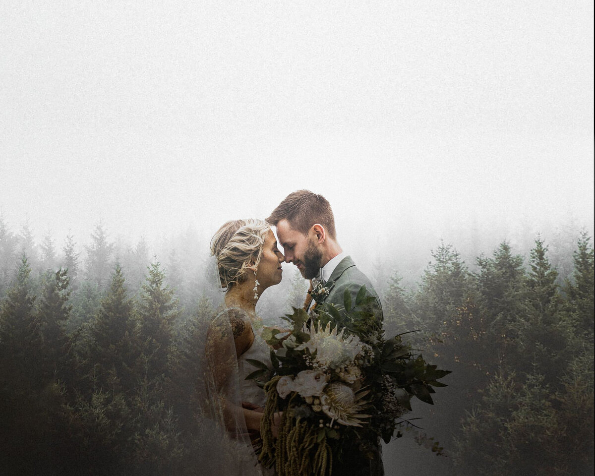 Stunning double exposure captured by TkShotz, modern wedding photographer and videographer in Calgary, Alberta. Featured on the Bronte Bride Vendor Guide.